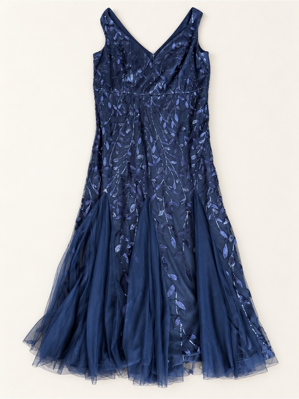 Elegant Molly Jo navy blue formal maxi gown, Style No. 7886
